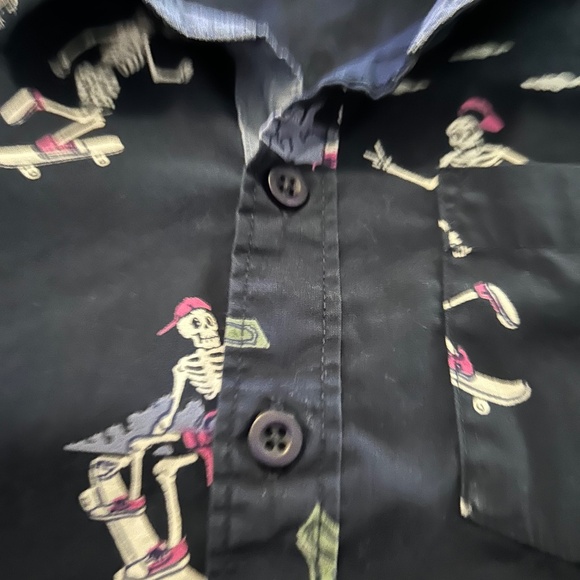 Eighty Eight Blue Short Sleeve Button Down Skateboard Skeleton Theme Size 8 - Picture 5 of 5